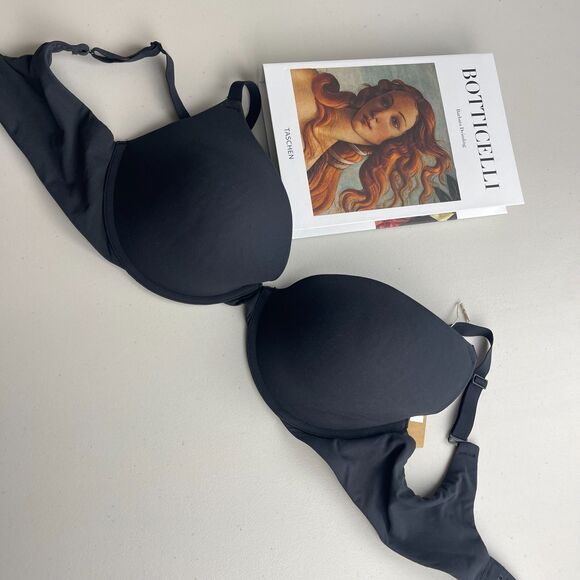 SKIMS Everyday T-Shirt Bra 38D Onyx Black Seamless Underwire NWT - Picture 1 of 4